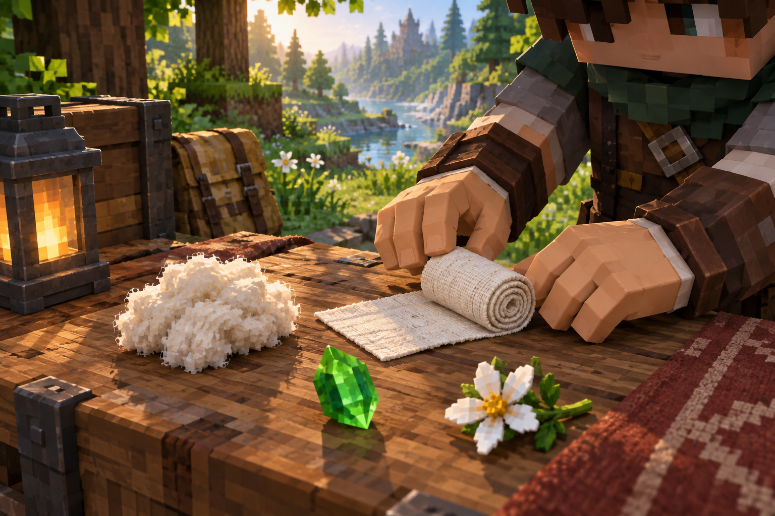 Artwork for Bandage Recipe: Craft the native crude bandage from wool, Life Essence and a flower.