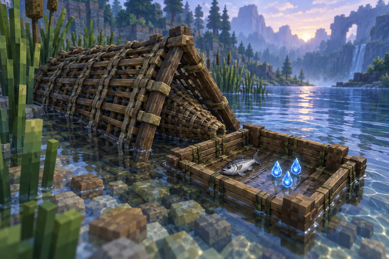 Artwork for Fish Trap Water Essence: Fishing traps can produce a small Water Essence bonus alongside their normal catch.