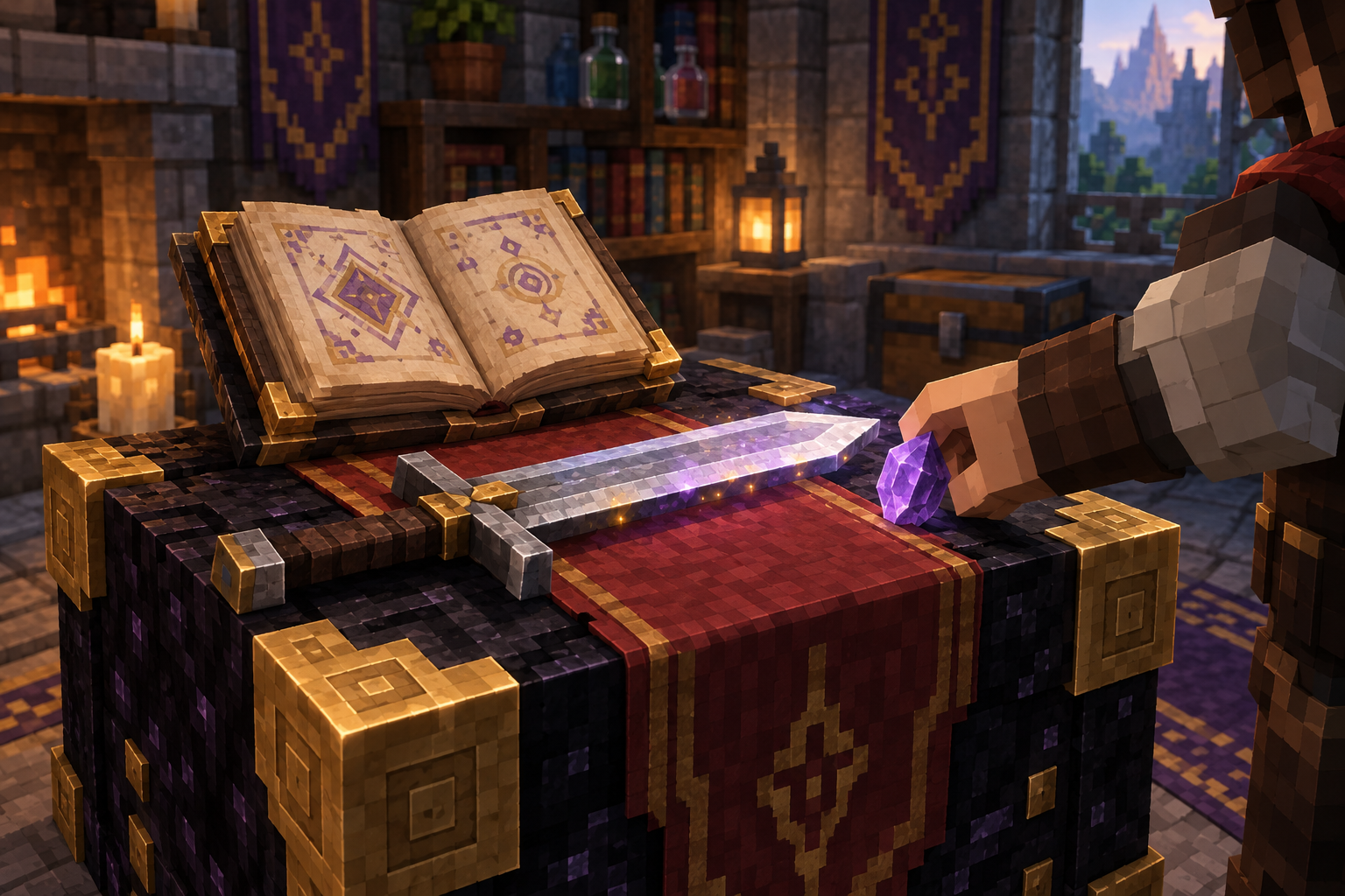 Artwork for Enchanting: Current enchanting table for applying item effects, preserving gear metadata and removing individual enchantments with refunds.