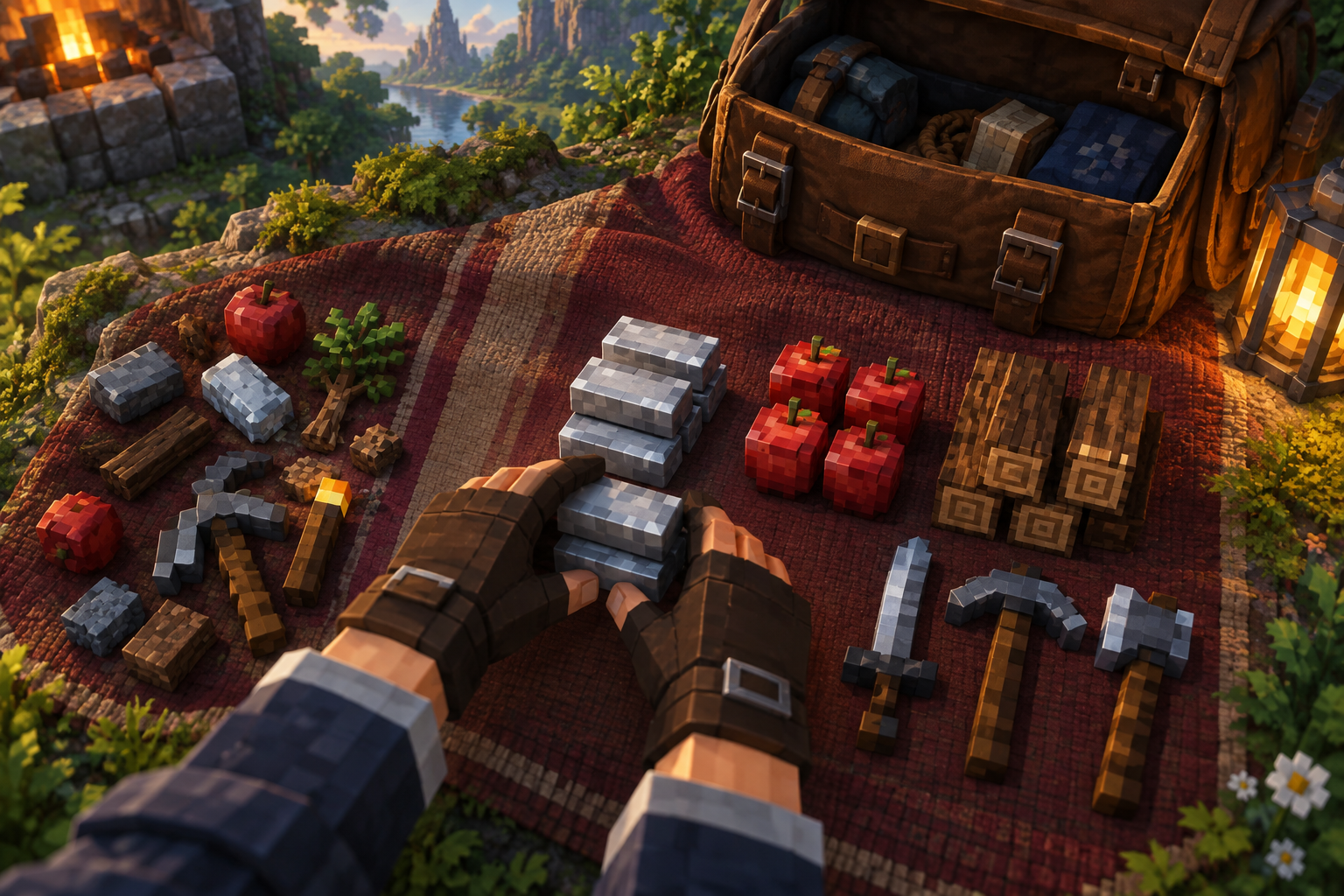 Artwork for Inventory Sorting: Sort and consolidate items through the backpack interface.