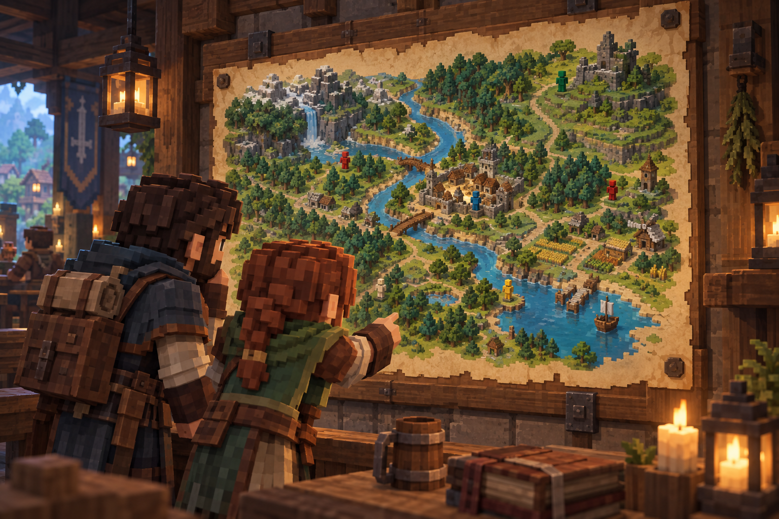 Artwork for Local Map Boards: Provides placeable map boards with saved map images and regularly refreshed nearby player and NPC markers.