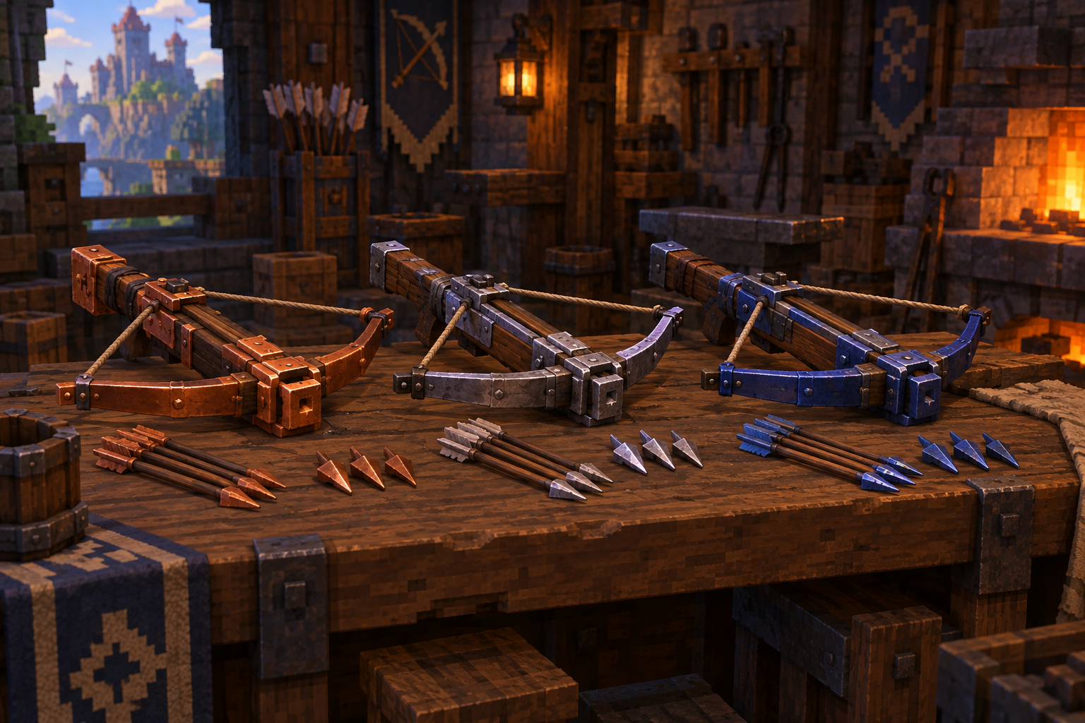 Artwork for Material Weapons: Provide material variants of arrows and crossbows while preserving their existing item identities.