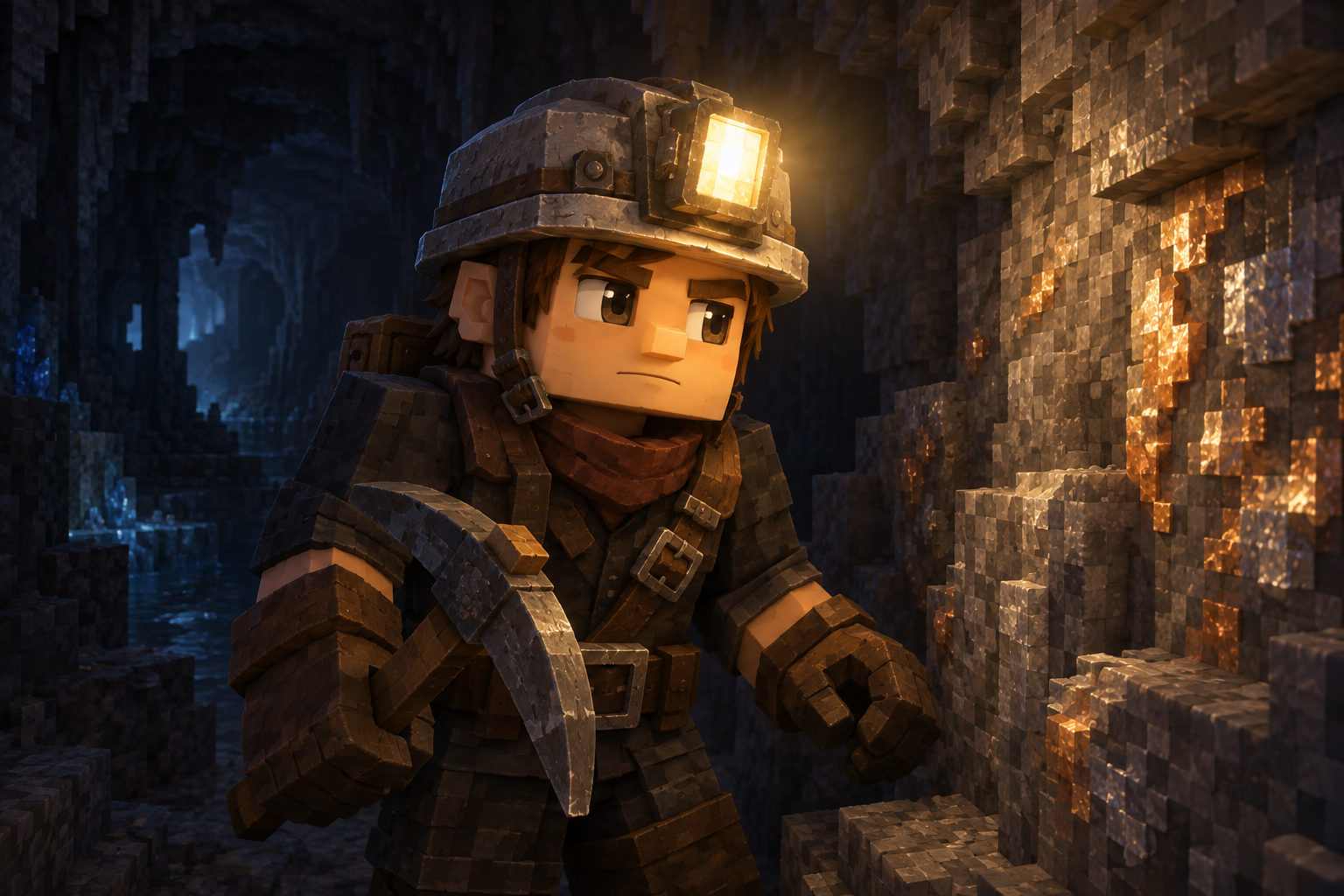 Artwork for Mining Helm: Equip an iron mining helmet with a toggleable hands-free lamp.
