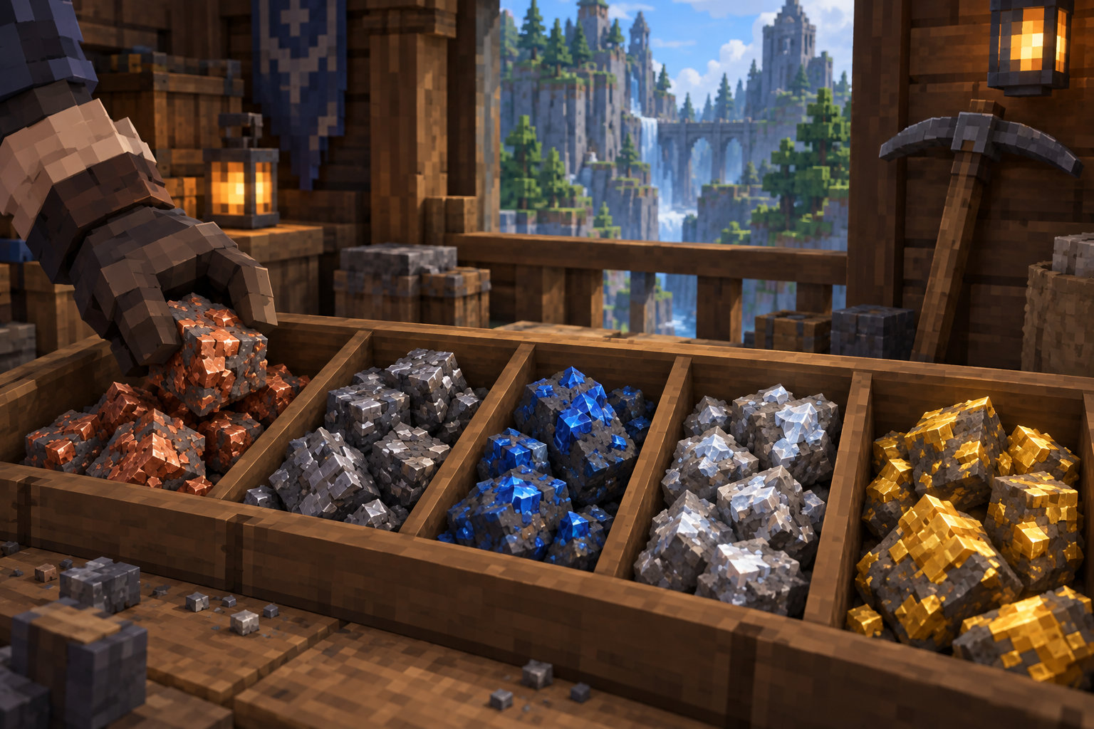 Artwork for Ore Collection: Provides 41 native ore item and ore-block definitions with 100-item stacks and existing salvage resource mappings.