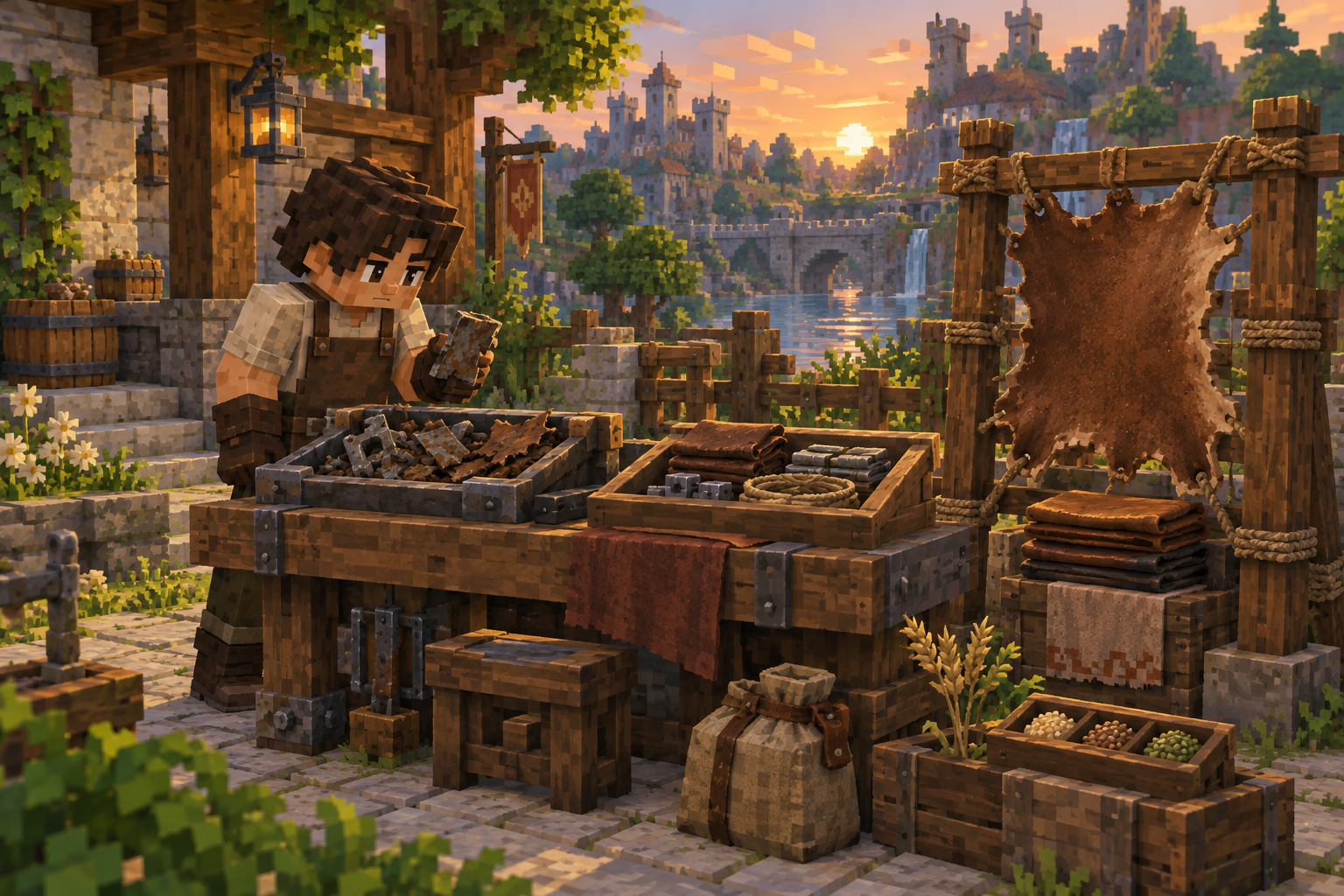 Artwork for Salvager & Leatherworking: Three salvage tiers, crop-to-seed recovery and native tanning with selectable leather recipes.