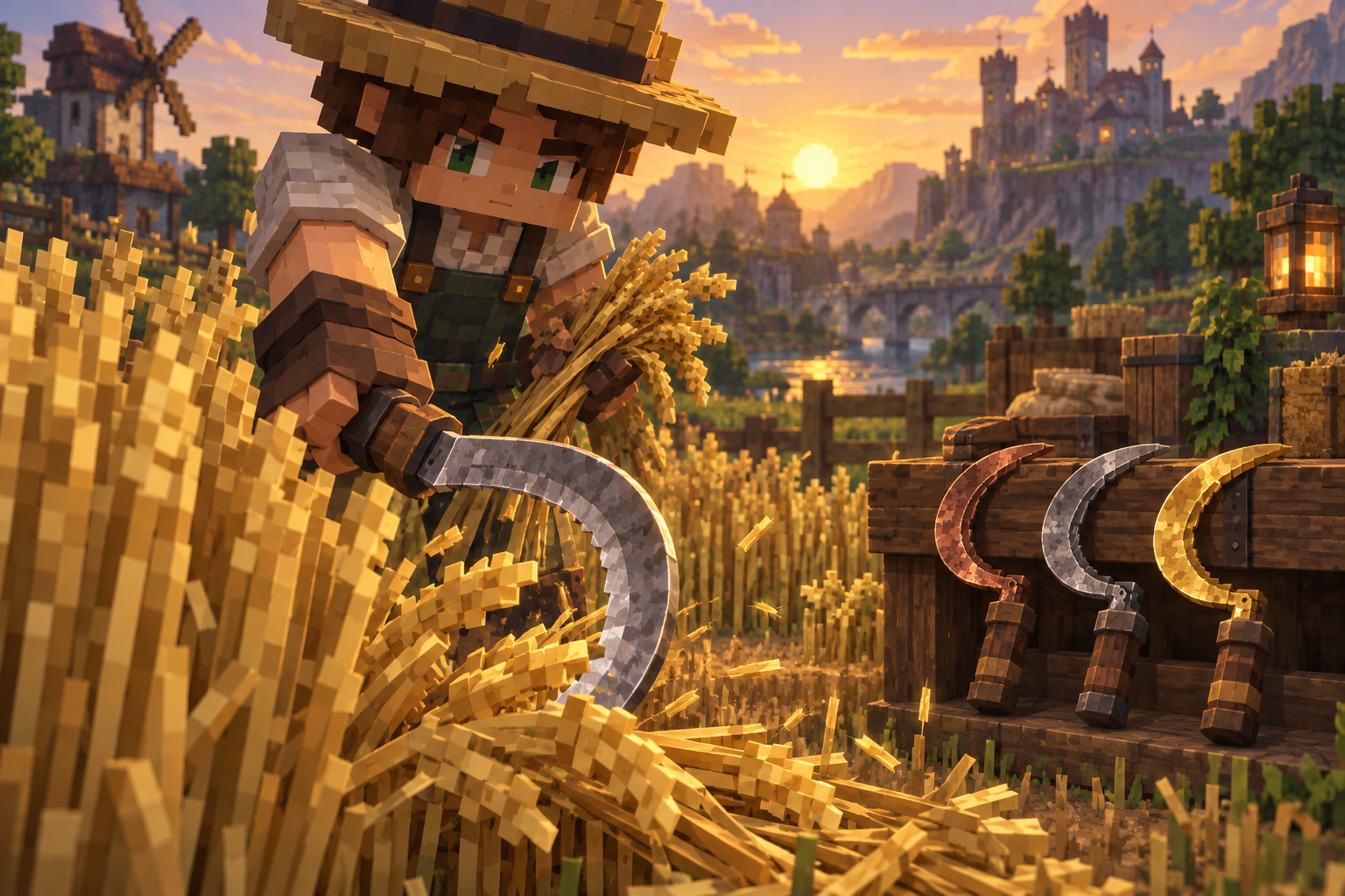 Artwork for Material Sickles: Material sickles harvest native crops and forward successful harvest credit to the existing farming leaderboard.
